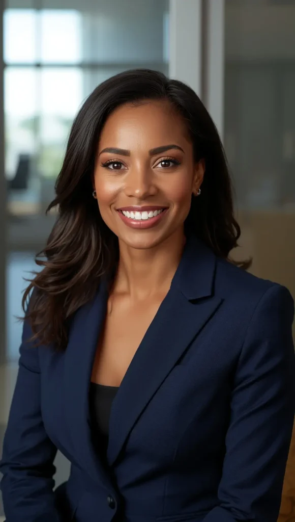 Master Prompt test result from Leonardo.Ai showing a stylized headshot of a business woman.