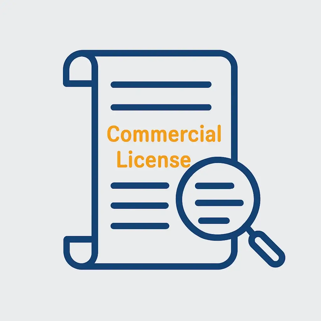 Icon of a magnifying glass highlighting keywords in a Terms of Service document, representing how to check if an AI tool is safe for commercial use.