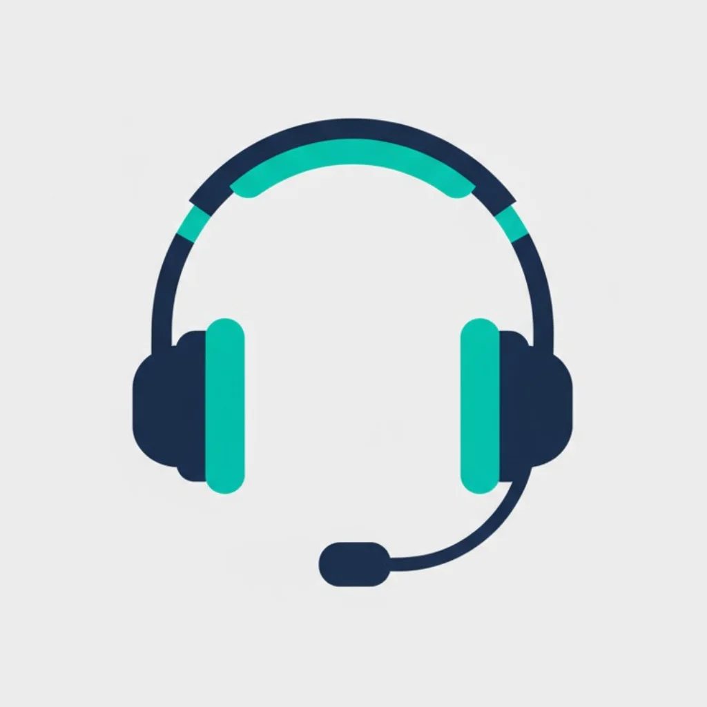 A minimalist icon of a headset with a microphone, representing customer service representatives.