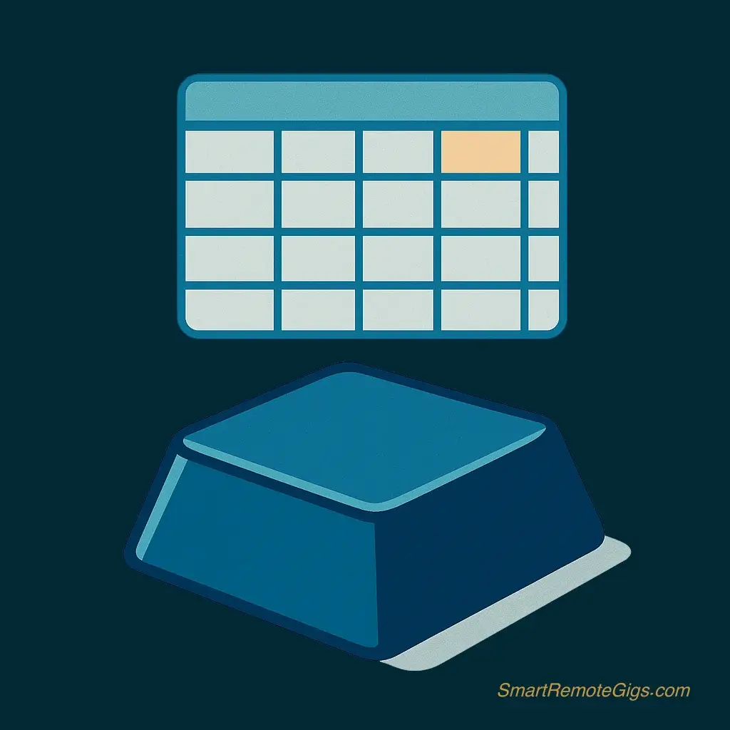 icon representing data entry, with a minimalist keyboard and a spreadsheet grid overlay.