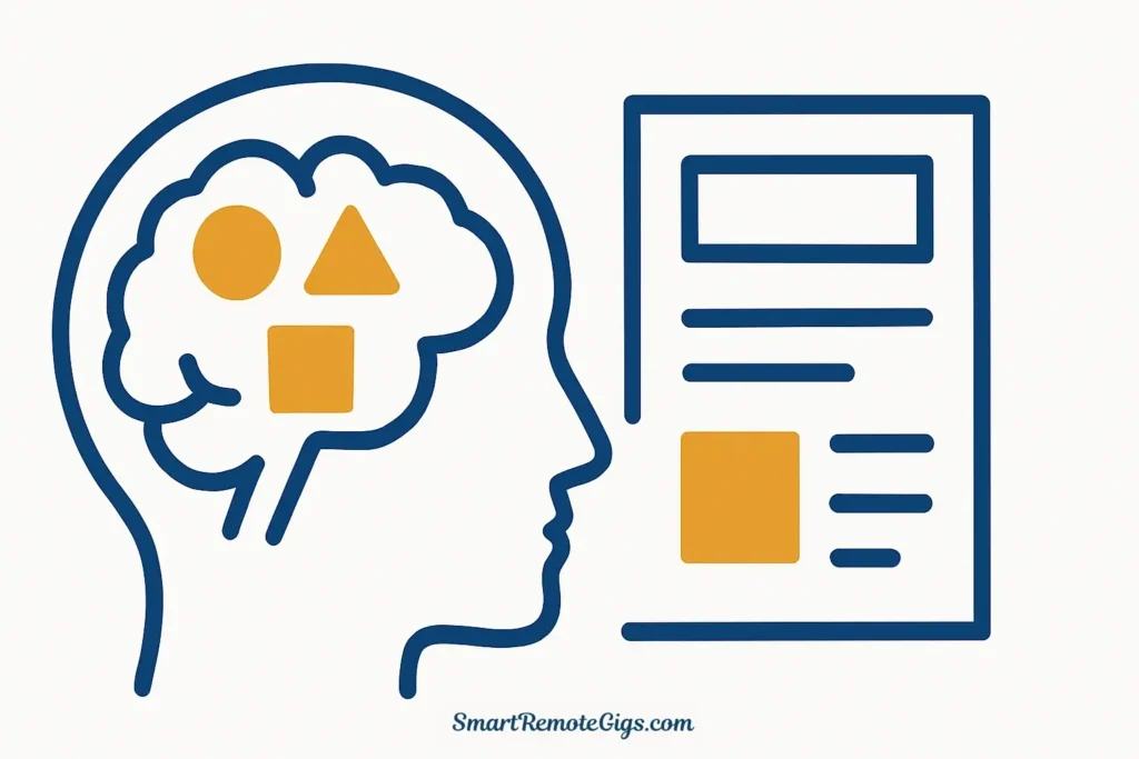 Icon of a brain organizing elements in a design template, representing the integrated design workflow of Canva AI Magic Studio.