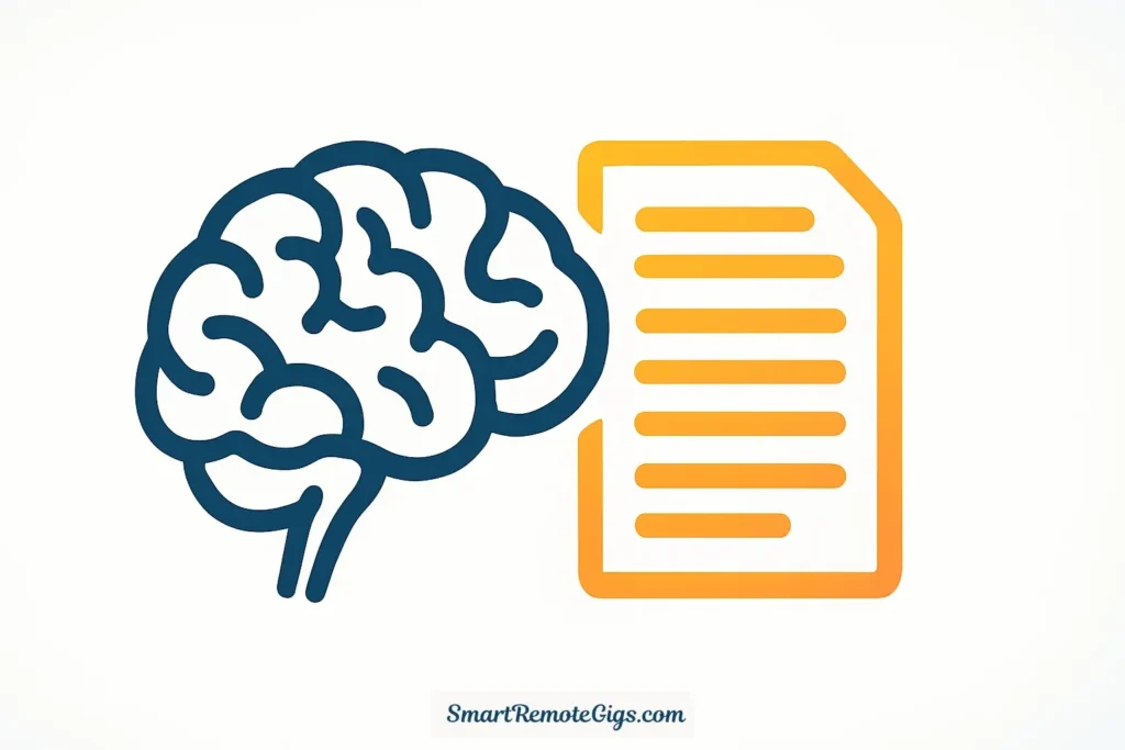 Icon of a brain analyzing a document, representing the complex reasoning and text analysis capabilities of the free AI tool Claude 3 Sonnet.