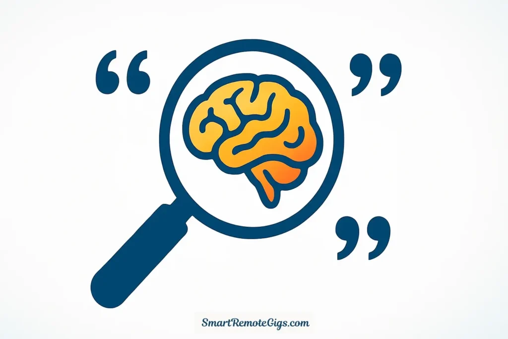 Icon of a brain in a magnifying glass, representing the research and citation capabilities of the free AI tool Perplexity AI.