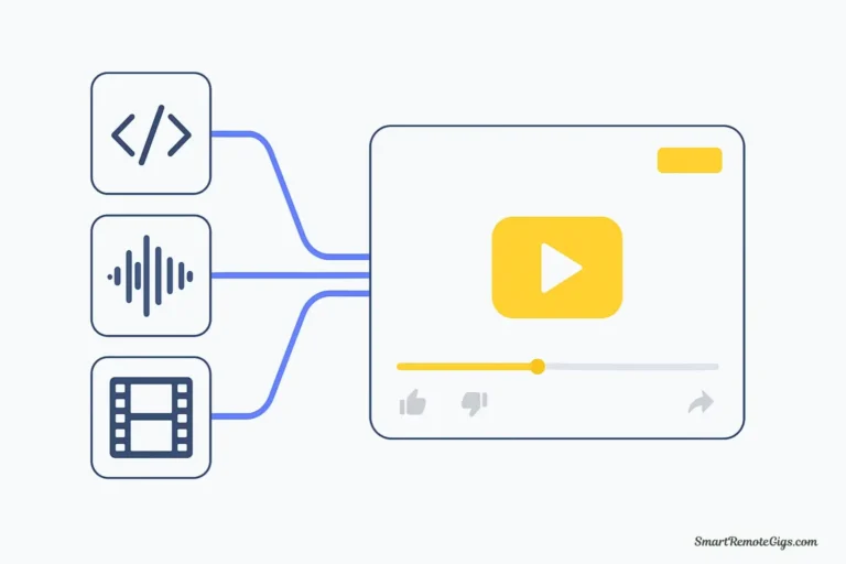 A hero image for a guide on making faceless YouTube videos with AI, showing icons for script, voice, and video being assembled into a final YouTube video.