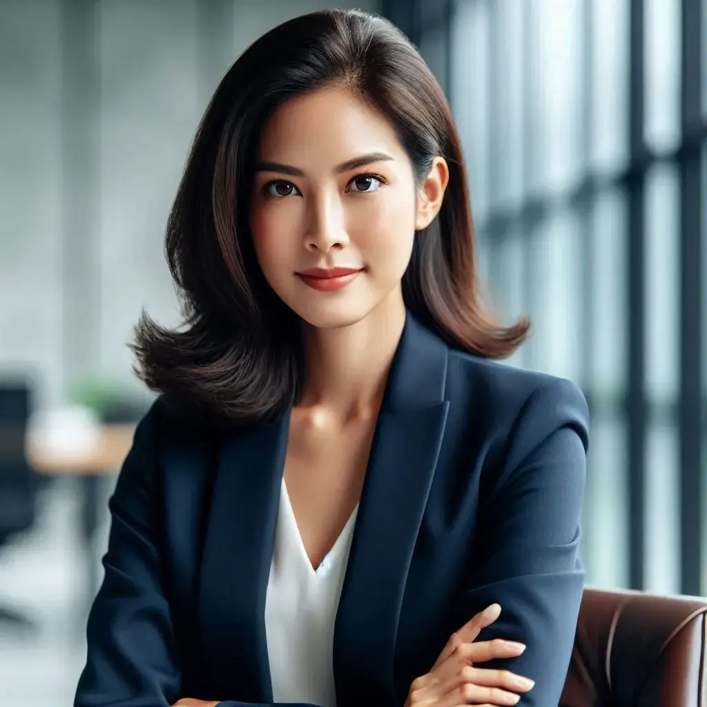 Master Prompt test result from Microsoft Designer showing a photorealistic headshot of a business woman.