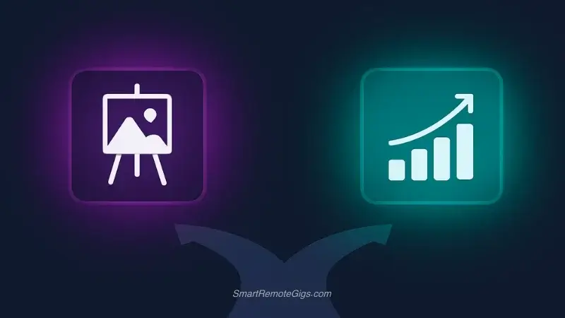 A graphic showing two paths: one for Midjourney leading to an artist's easel, and one for DALL-E 3 leading to a business chart.