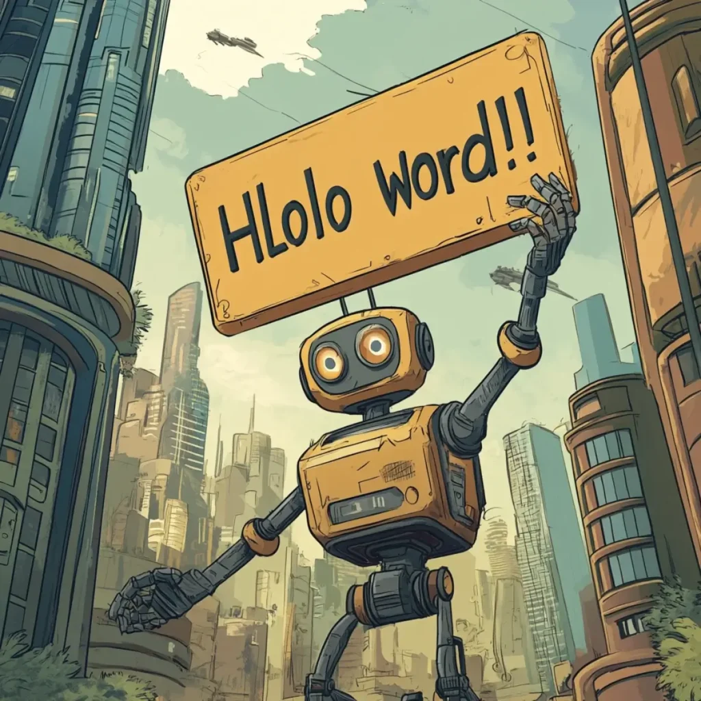 A side-by-side comparison showing text generation in an image of a robot, comparing Midjourney's garbled text to DALL-E 3's perfect text.