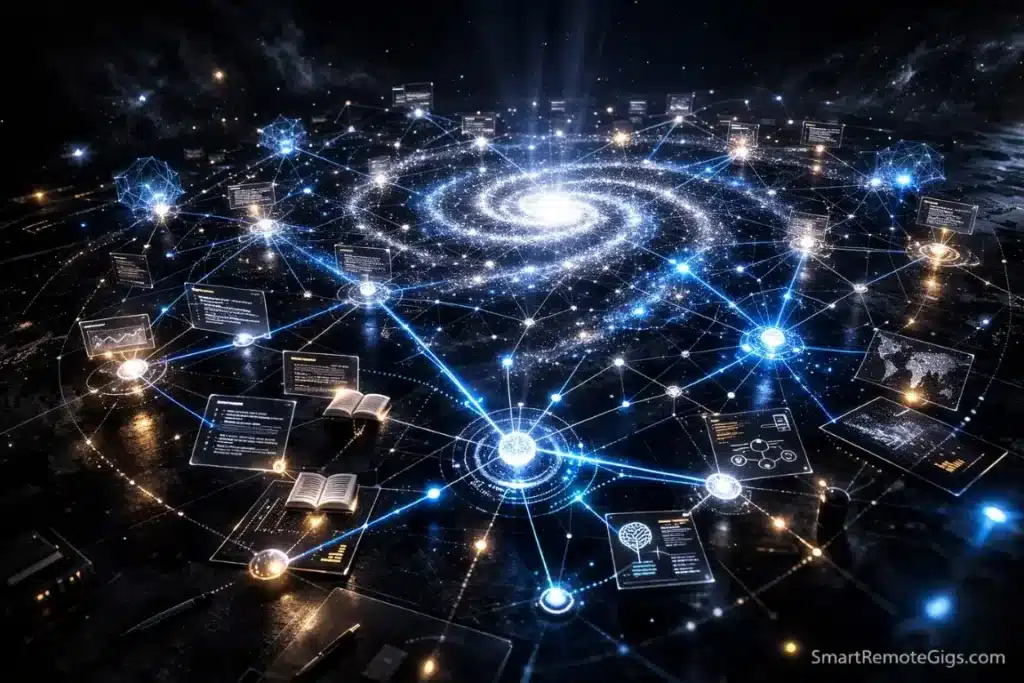 A massive galaxy-like visualization of connected notes in Obsidian.