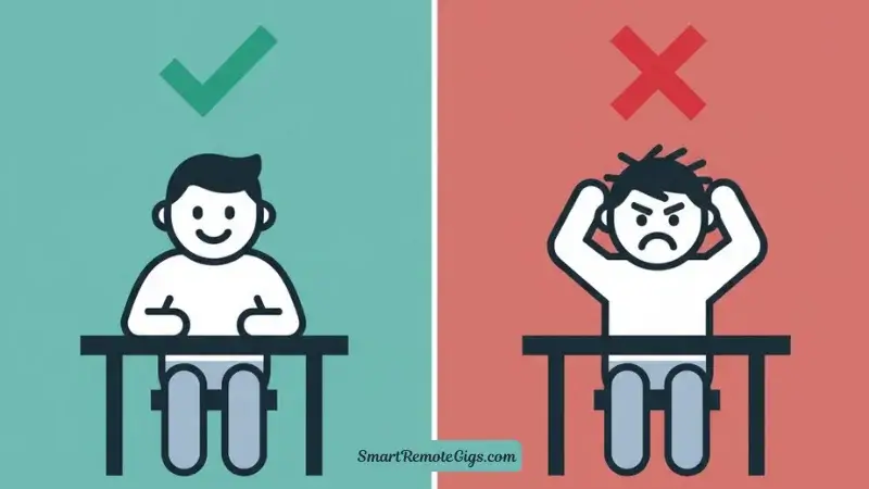 A split graphic showing a green checkmark next to an icon of a focused, patient person, and a red X next to an icon of a rushed, frustrated person, representing who Rev.com is right for.