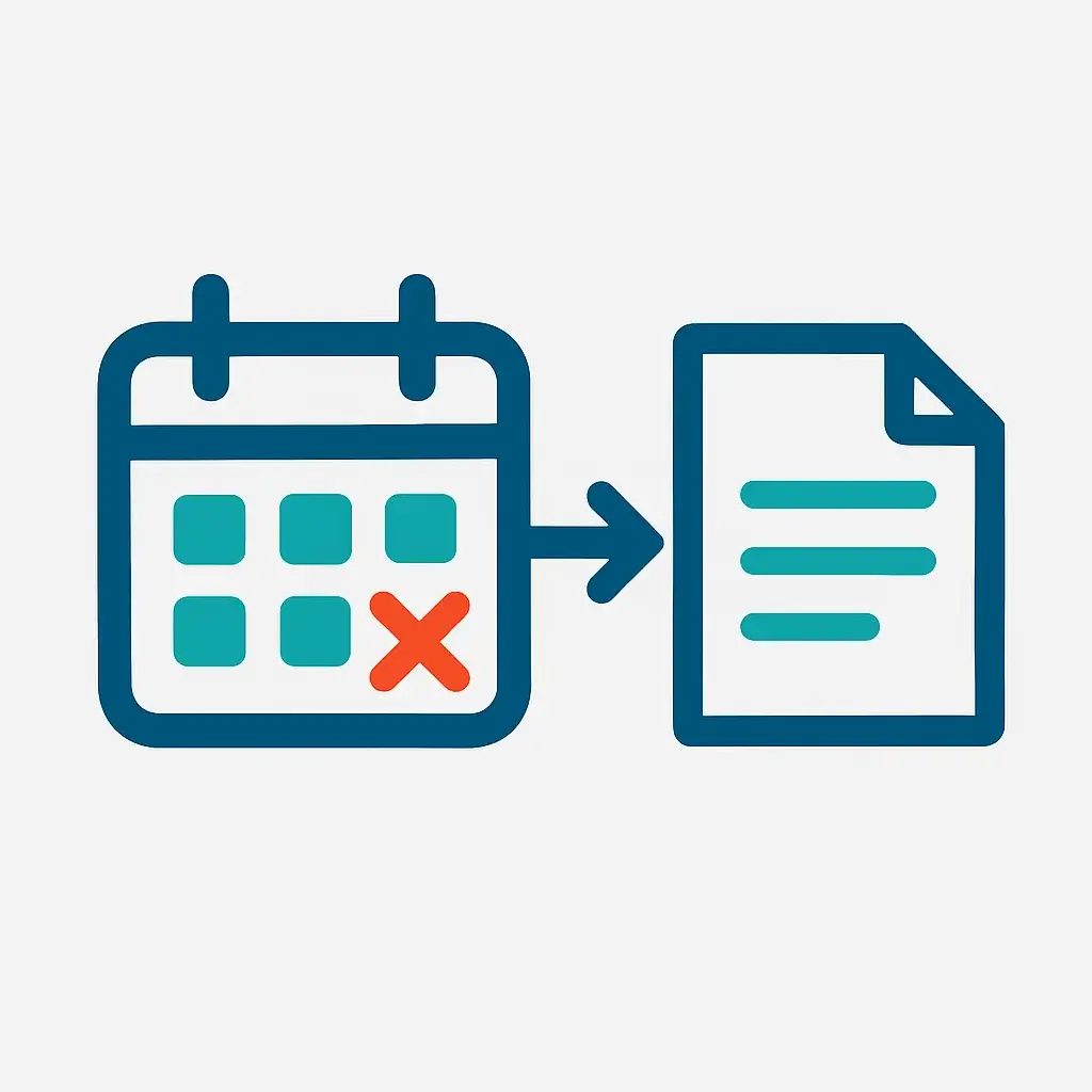 An icon showing a meeting being replaced by a document, representing the step of replacing status meetings with async updates.