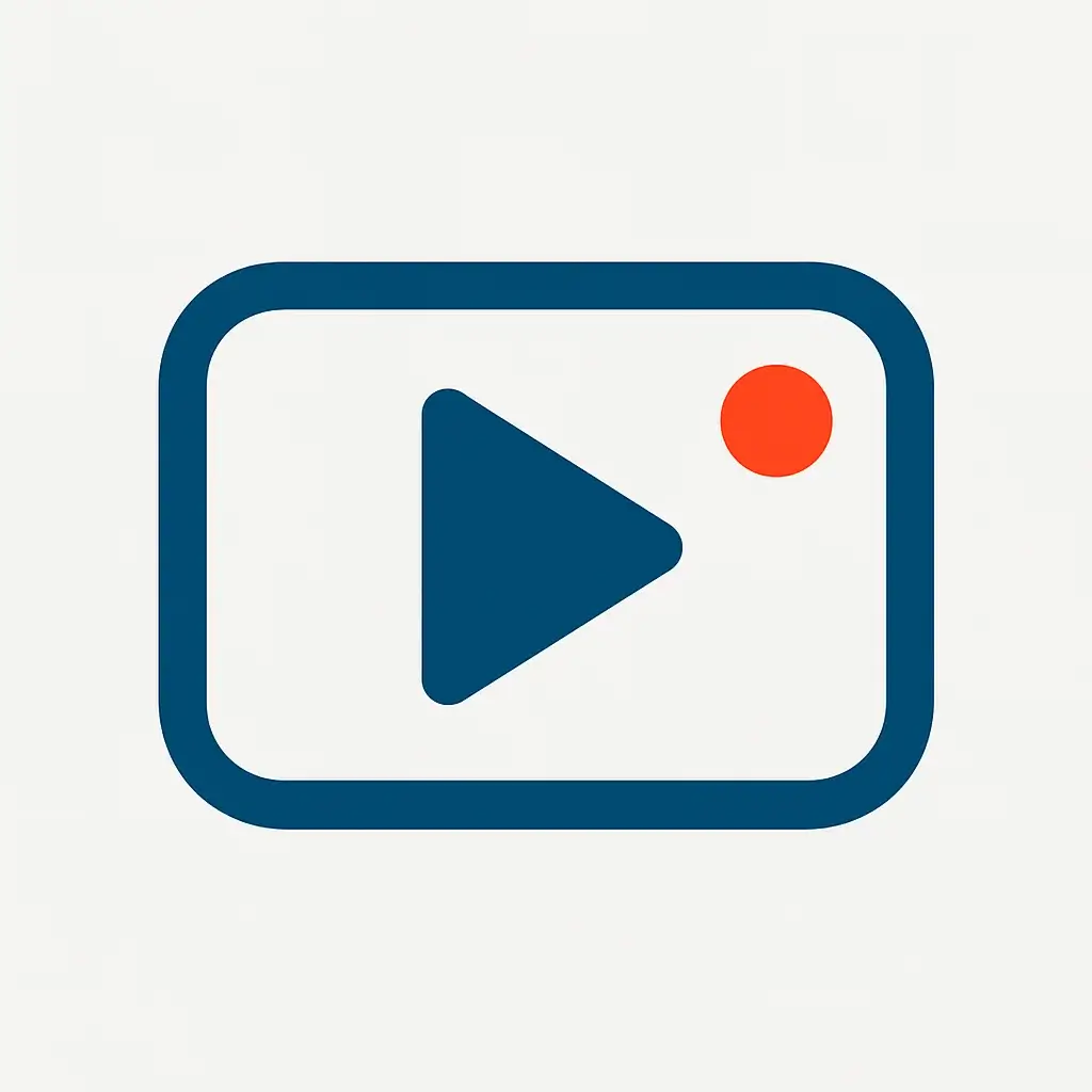 A video play and record button icon, illustrating the step to integrate asynchronous video for complex explanations.