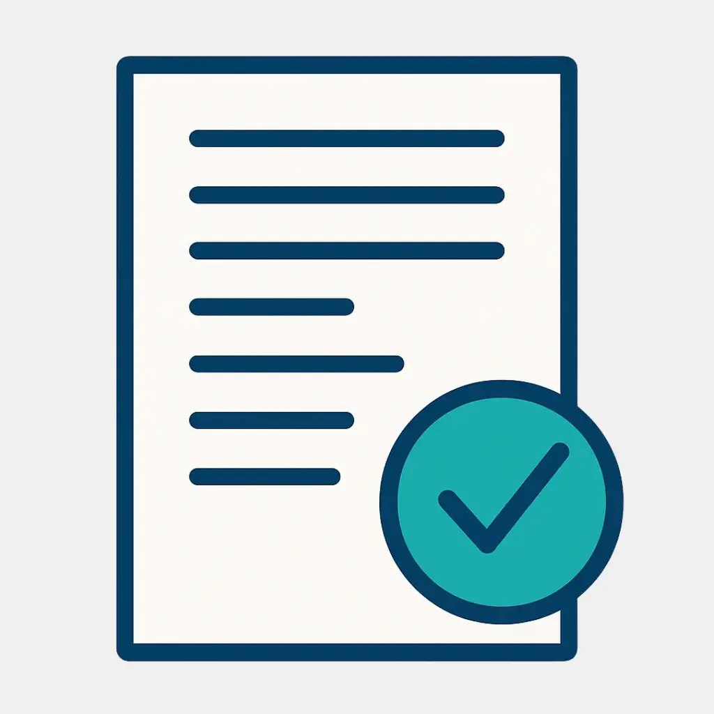 An icon of a cleanly formatted document, representing the first step of selecting an ATS-friendly resume format.
