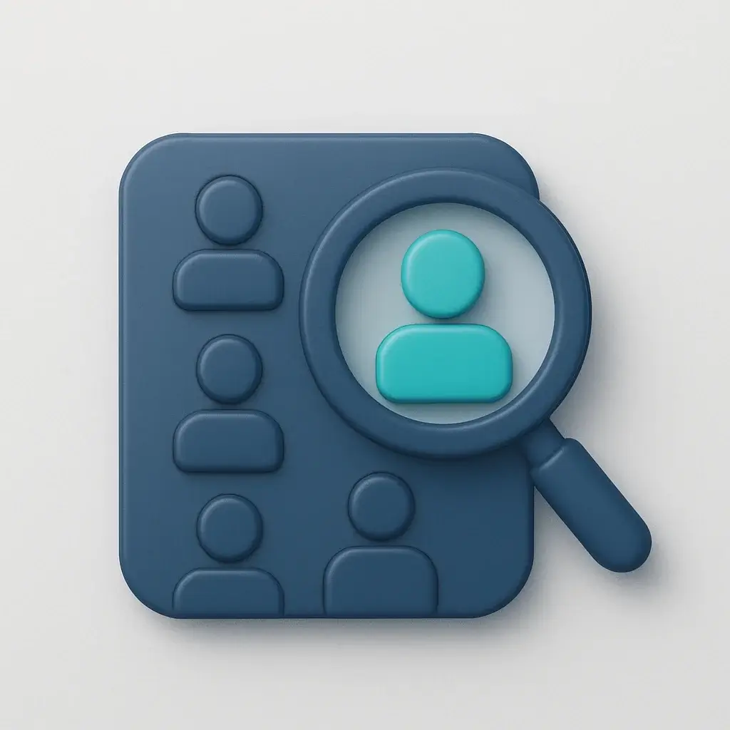 A 3D icon representing the third step of cold emailing: building a hyper-targeted prospect list.