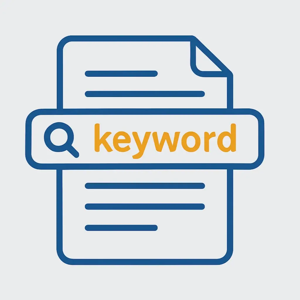 Step 2 for checking AI tool safety: An icon of a search bar over a document, representing using browser search to find relevant sections in the Terms of Service.