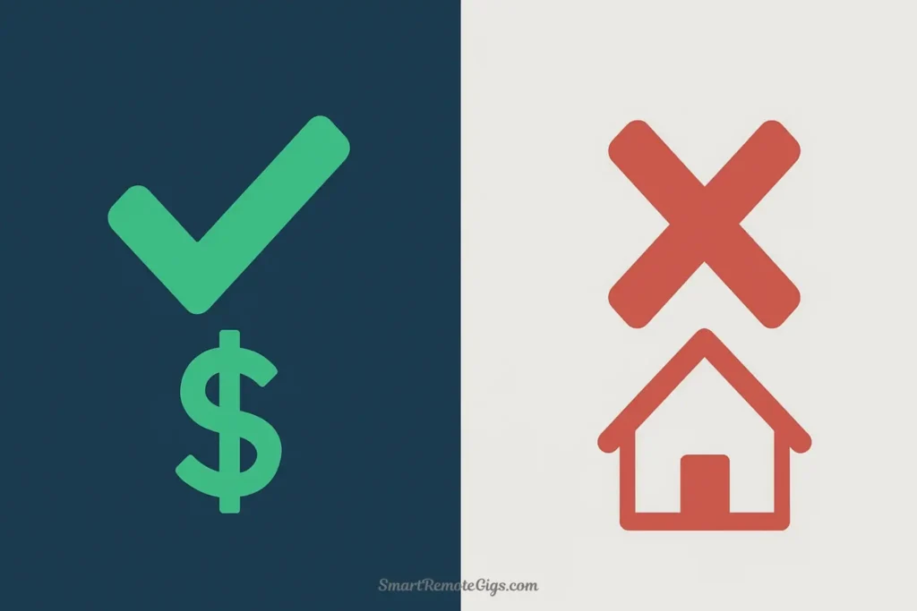 A split-screen infographic comparing a commercial use license (showing a dollar sign and green checkmark) and a personal use license (showing a house icon and red X).