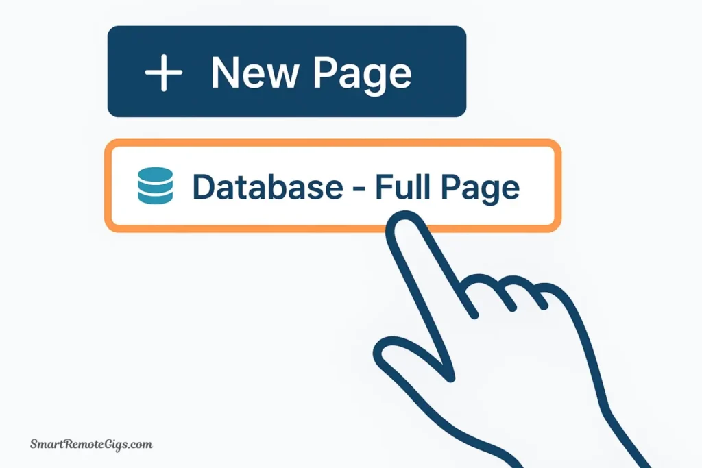 Illustration of creating a new full-page database in Notion, the first step in building a second brain.