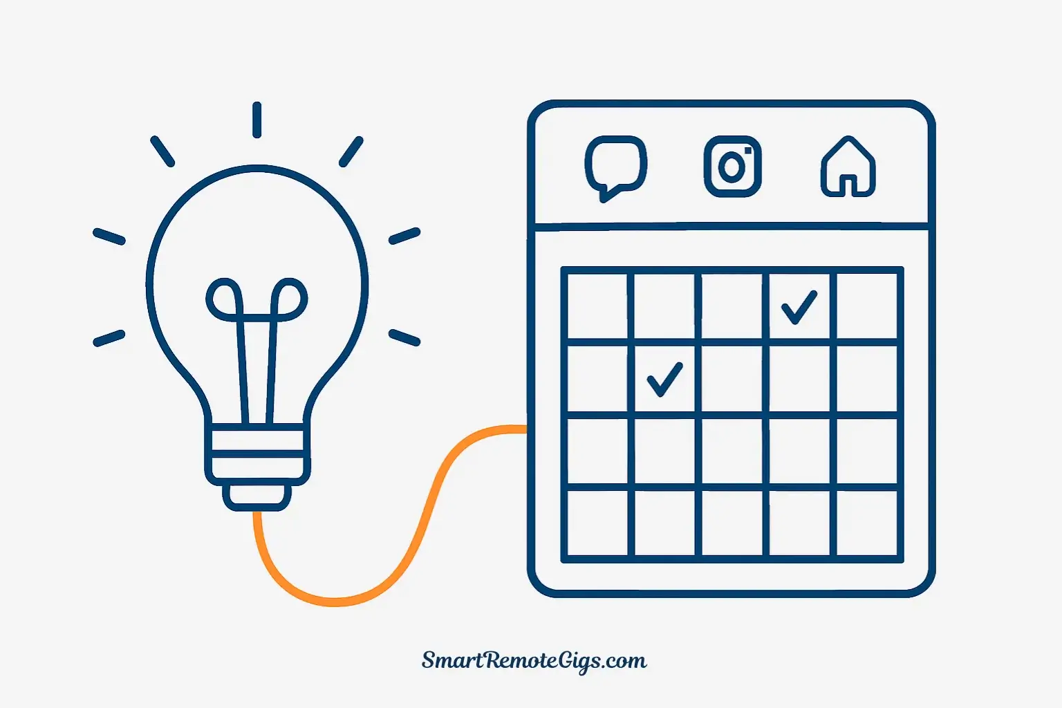 Illustration showing an idea turning into a full social media calendar, representing how to create a week of content with free AI.