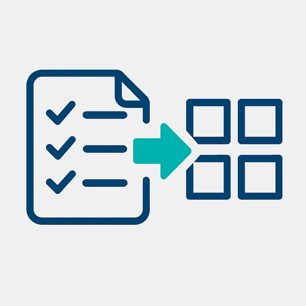 Icon for step 3 of the Eisenhower Matrix: placing a task list into one of the four quadrants.