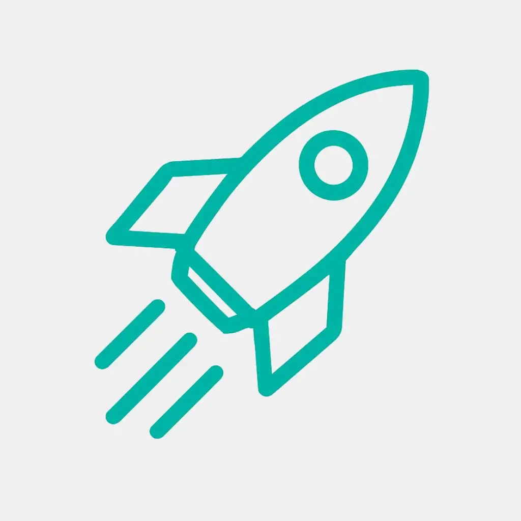 Icon for step 4 of the Eisenhower Matrix: a rocket symbolizing taking action on prioritized tasks.
