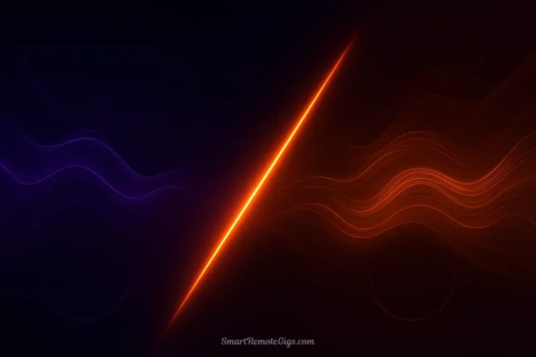 A dynamic split-screen illustration showing the ElevenLabs and Play.ht logos facing off, with abstract soundwaves in their brand colors, representing a comparison.