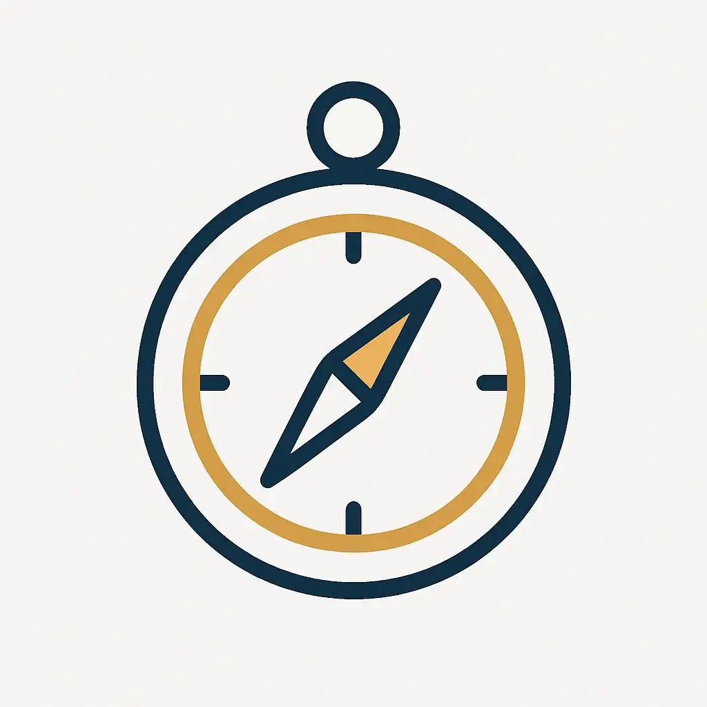 A clean line art icon of a compass, representing a freelancer's mission statement and niche.