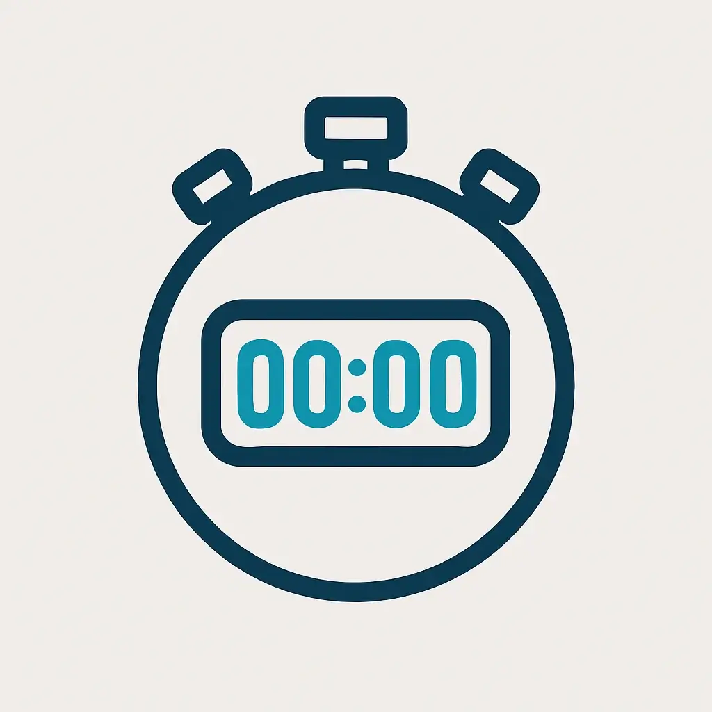 A clean line art icon of a stopwatch, representing time tracking tools for freelancers to improve profitability and productivity.