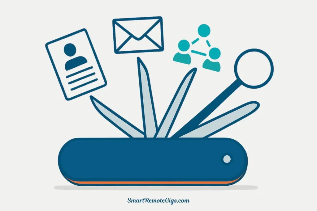 A multi-tool of job application tips, including optimizing your resume, researching the company, and networking to stand out when applying to remote companies.