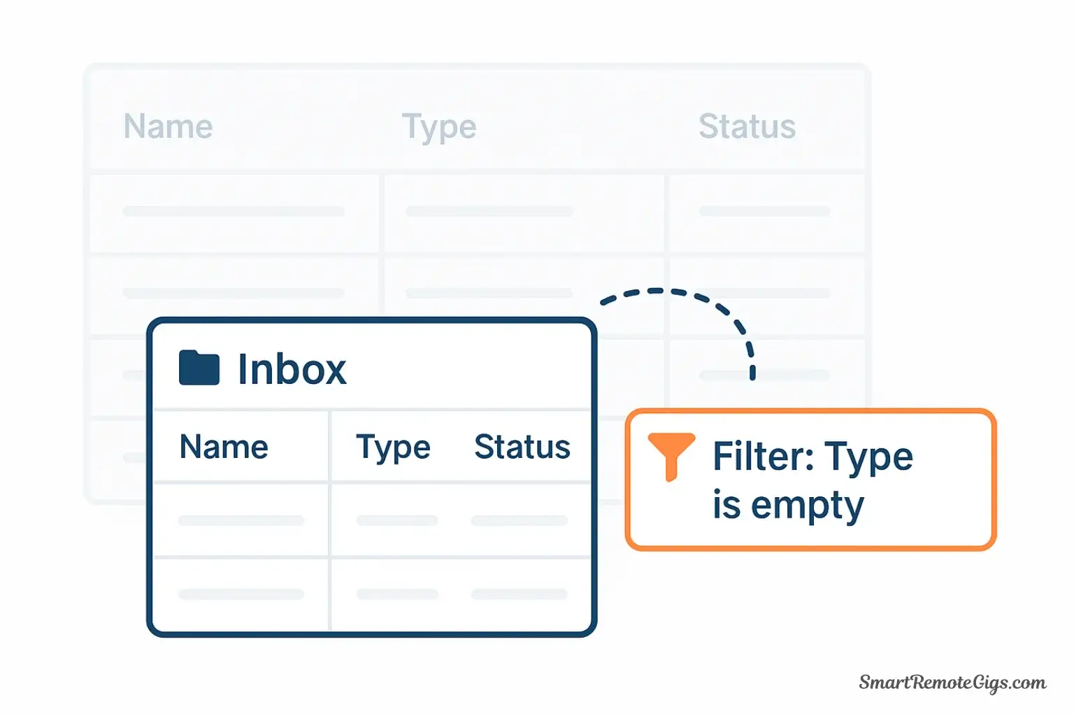 Illustration showing how to create a filtered 'Inbox' view in a Notion dashboard for capturing new notes.