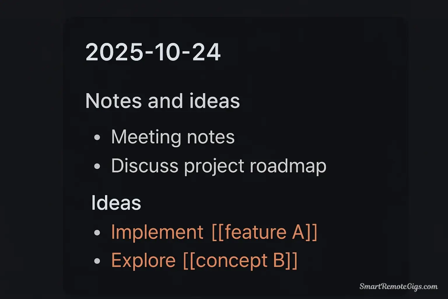 Illustration of an Obsidian daily note being used to capture ideas, meeting notes, and tasks in a frictionless way.
