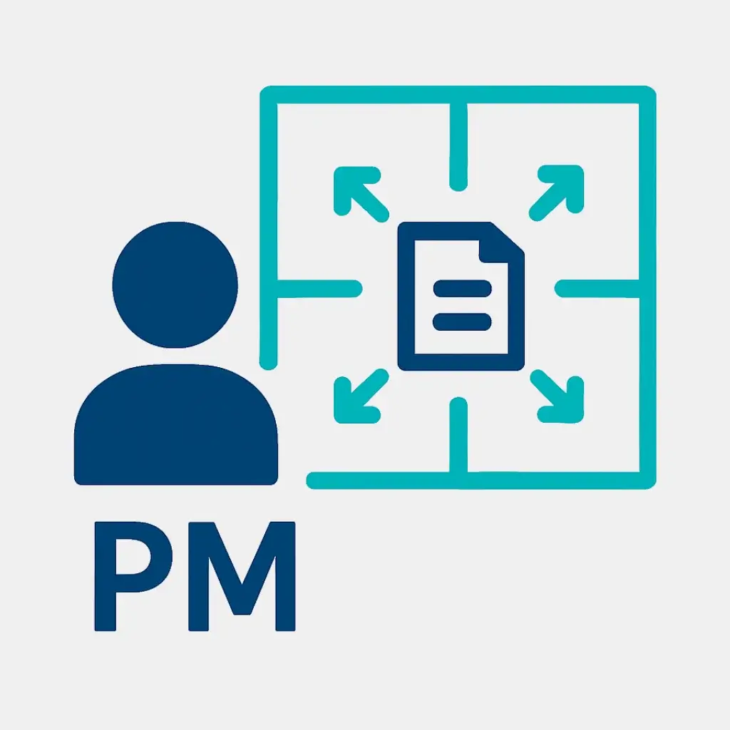 Icon for step 2 of triaging requests: a document being mapped to the four quadrants of the Eisenhower Matrix.