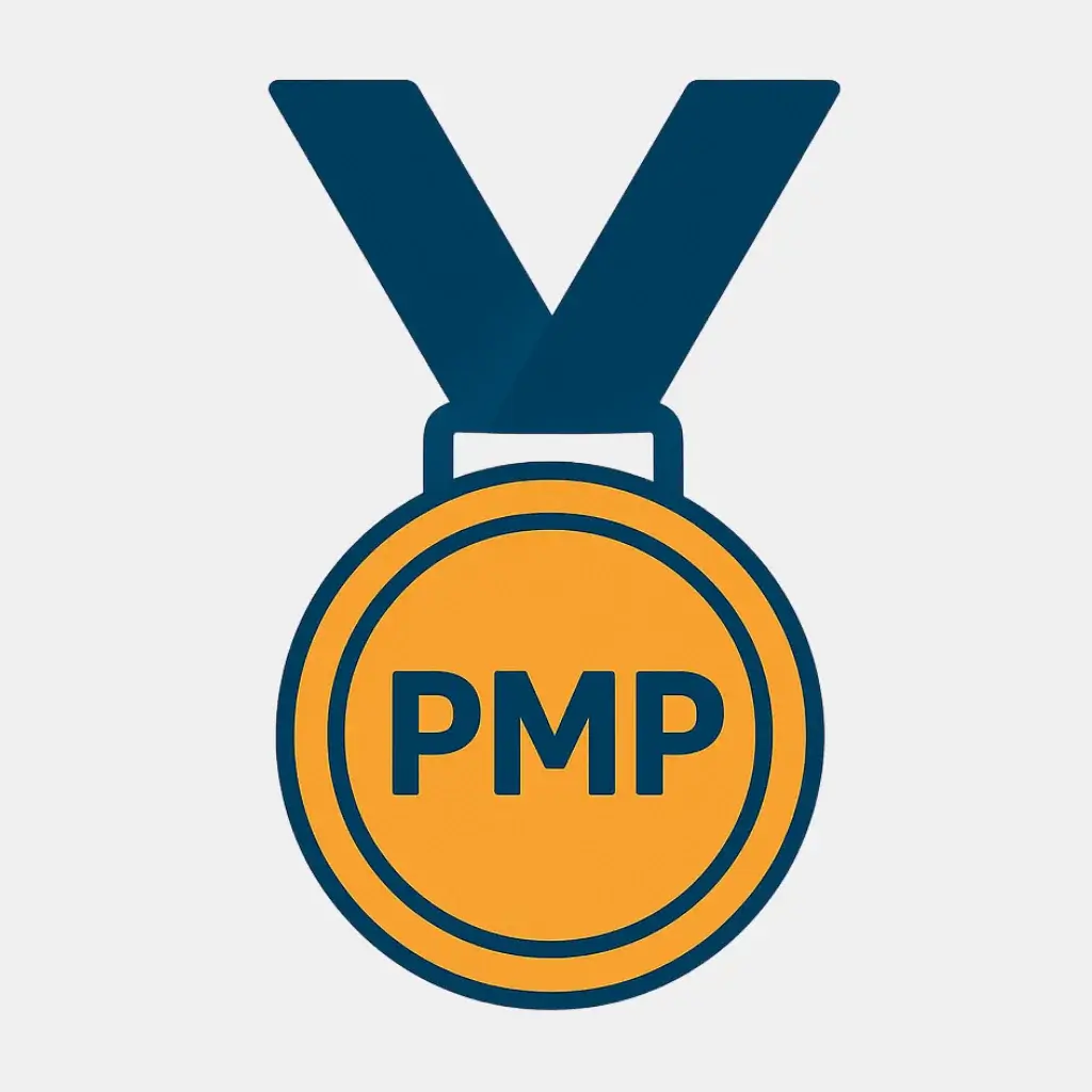 A gold medal icon representing the PMP (Project Management Professional) certification, the gold standard for experienced PMs.