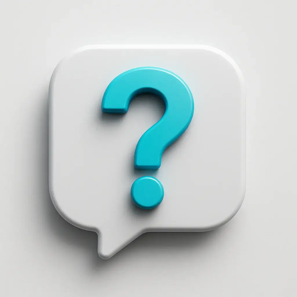 A 3D icon of a simple speech bubble containing a question mark, symbolizing the concise and direct quick question cold email template.