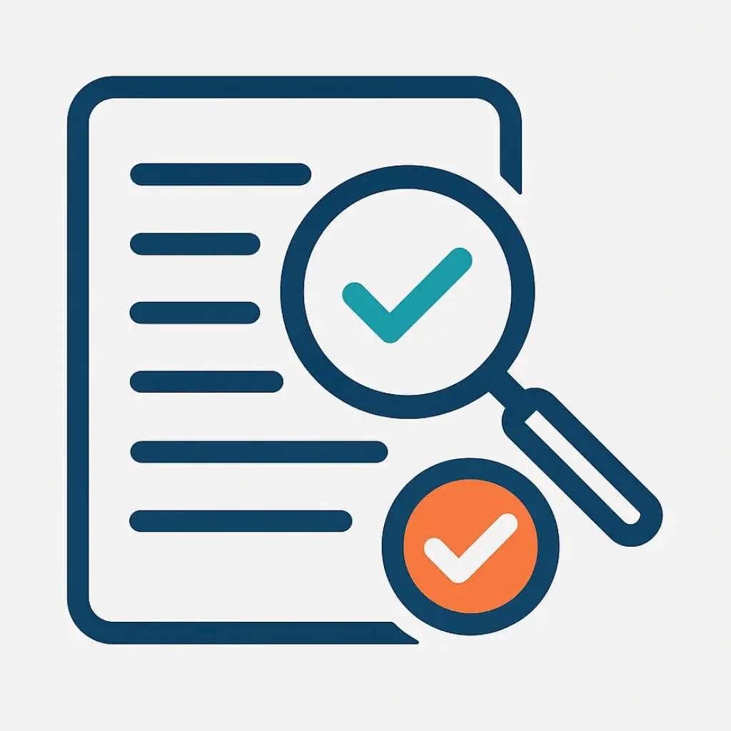 A document being inspected with a magnifying glass, representing the final step of tailoring and proofreading a resume before submission.