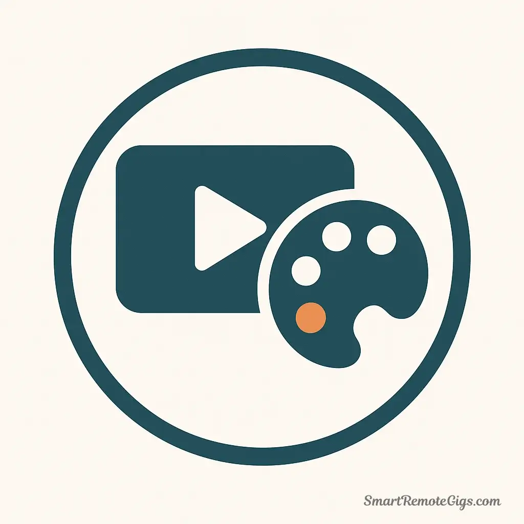 An icon representing the content creation skill, showing a video play button partially overlapping a paint palette.