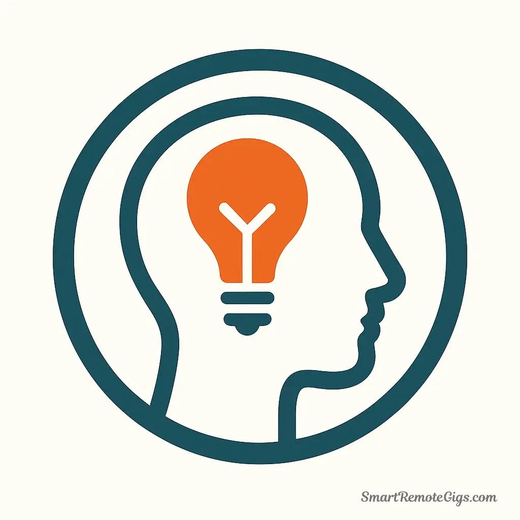An icon representing the creativity skill, showing a human head silhouette with a glowing lightbulb inside.