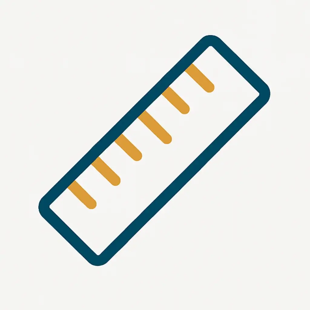 A clean line art icon of a simple ruler or measuring tape, representing a measurable goal.