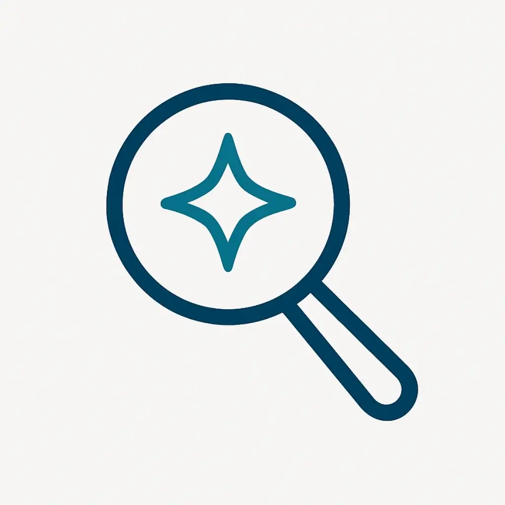 A clean line art icon of a magnifying glass focusing on a small, precise point, representing a specific goal.