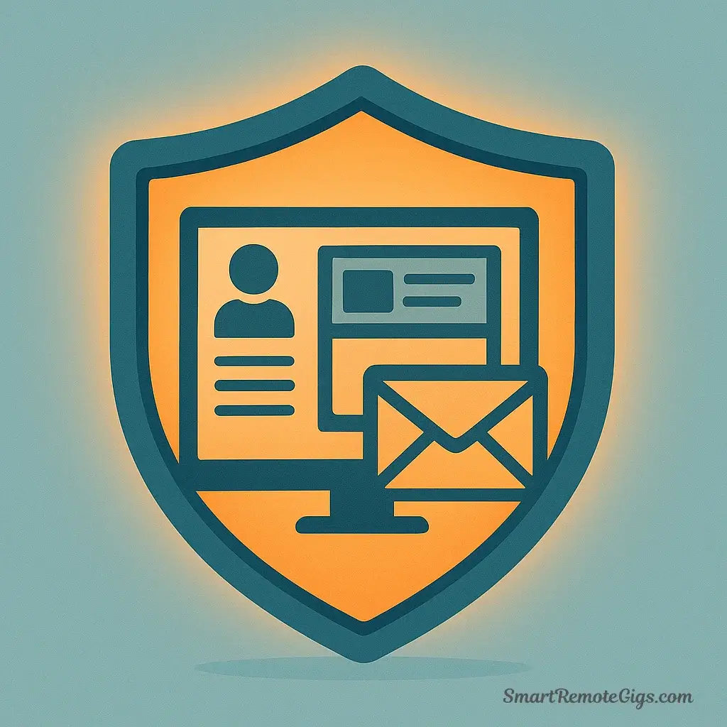 An illustration of a professional shield composed of a resume document, a portfolio webpage, and a cover letter, symbolizing the application arsenal a social media manager needs to build.
