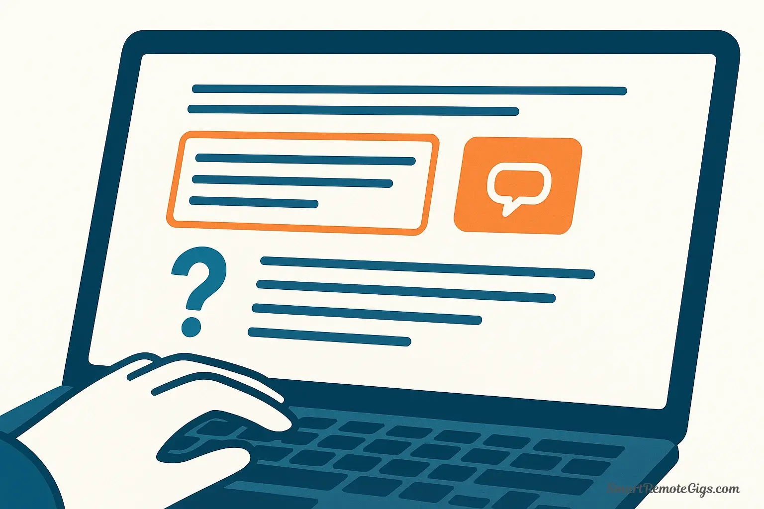 Illustration of a student capturing lecture notes, highlighting a key professor's quote and adding a personal question mark for clarification.