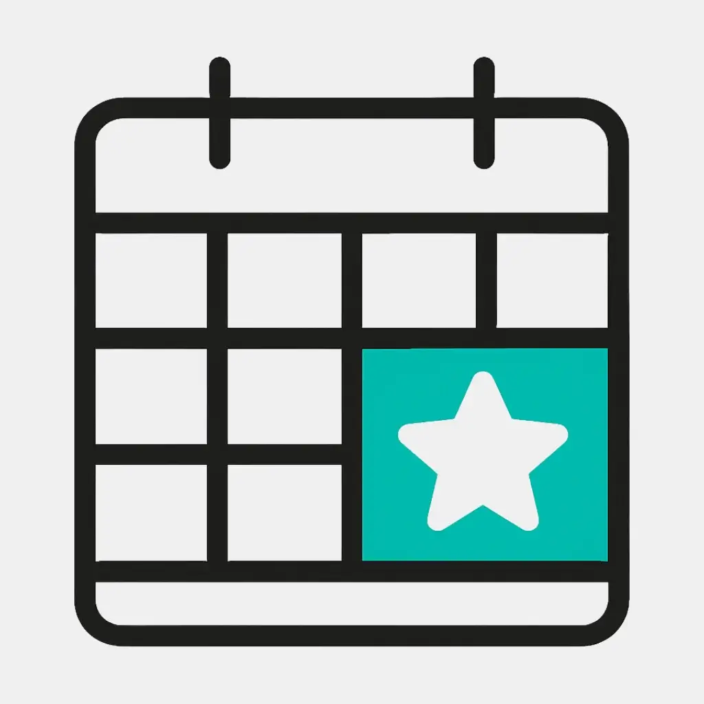 Icon for step 3 of a student's study plan: a calendar with a block of time highlighted for important tasks.