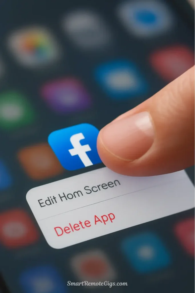 A person deleting a social media app from their phone, the first and most critical action in Step 1 of the digital declutter.