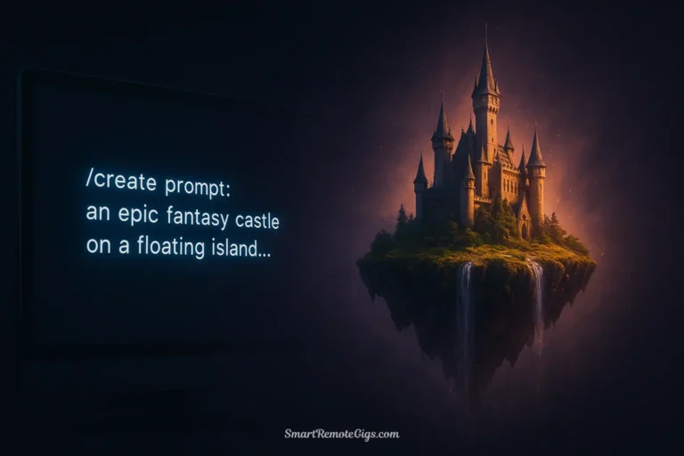 A hero image for a Pika Labs review, showing a stunning AI-generated video clip of a fantasy landscape seemingly emerging from a text prompt on a screen.