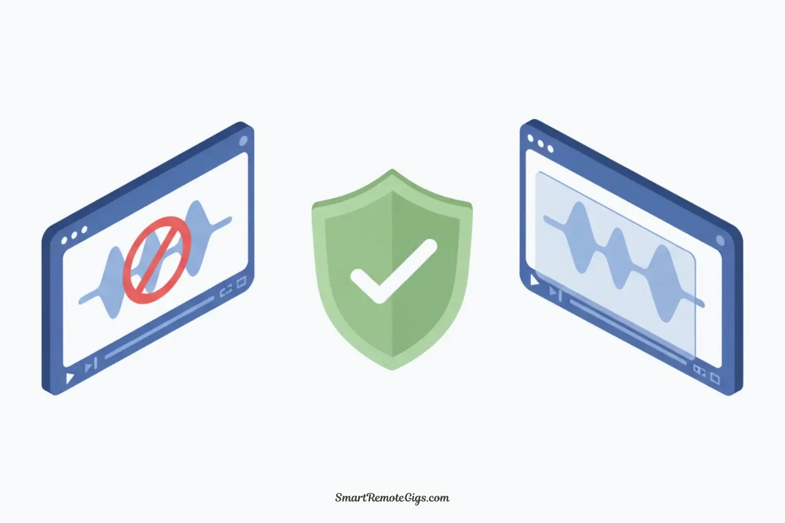 A hero image for a guide on how to remove AI video watermarks, showing a video with a watermark being transformed into a clean video using a legitimate method.