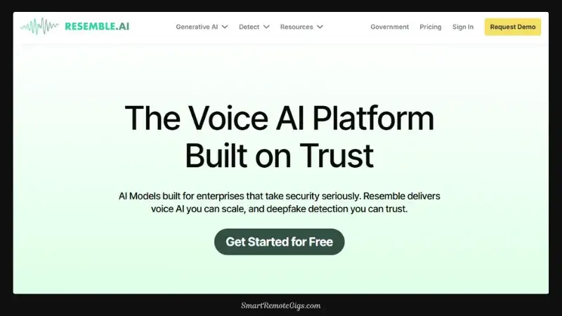 A screenshot of the Resemble.ai project dashboard, displaying options for voice cloning, localization, and advanced speech-to-speech editing.