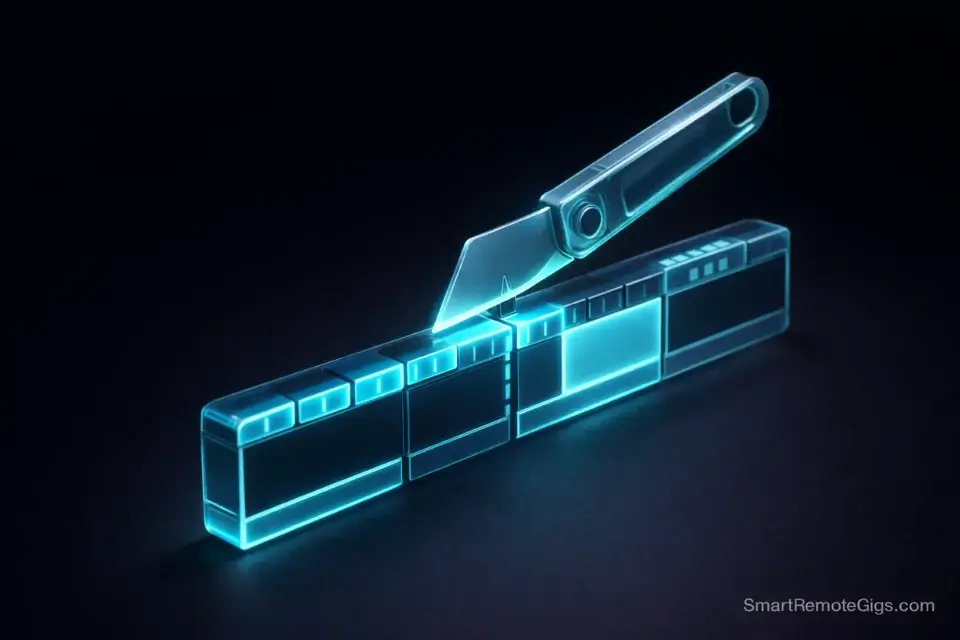 3D glass icon of a video editing timeline, representing short-form video skills.