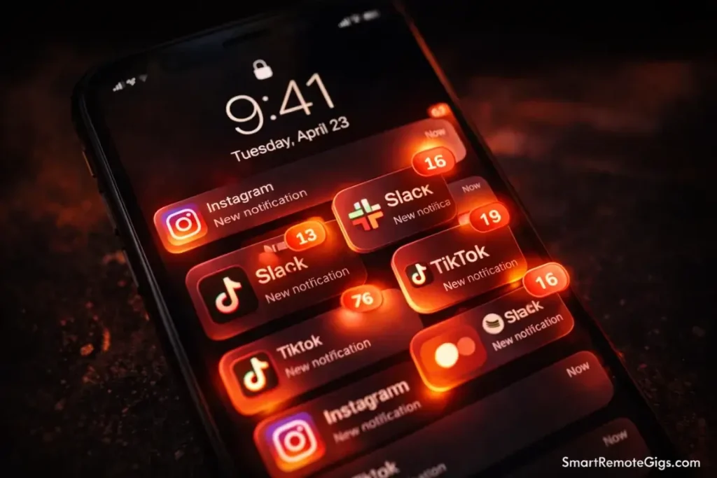 A smartphone screen overwhelmed with red notification bubbles, symbolizing the stress of community management.