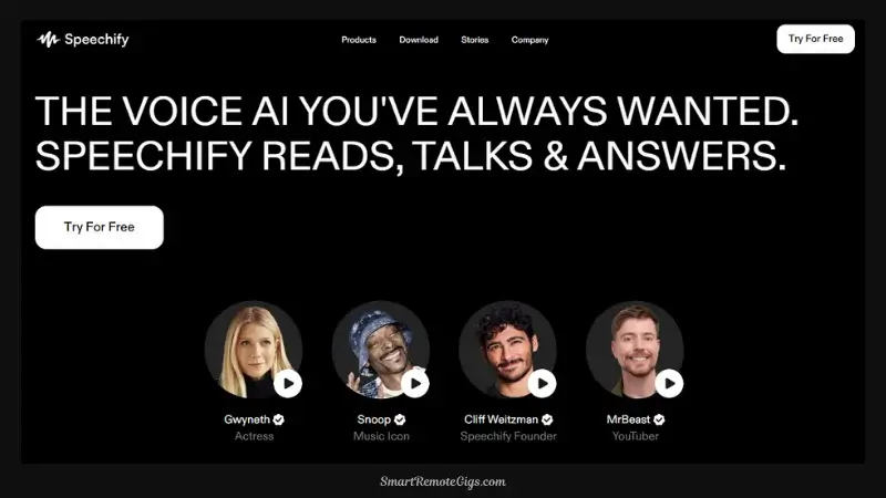 A screenshot of the Speechify interface, showing a document being converted to audio with synchronized text highlighting and playback controls.