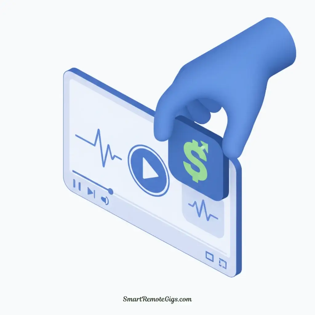 An illustration for step 3 of removing watermarks: placing a creative overlay, like a brand logo or a subscribe button, on top of the watermark.