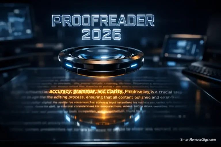 A futuristic magnifying lens bringing focus to digital text, representing the clarity a freelance proofreader provides.