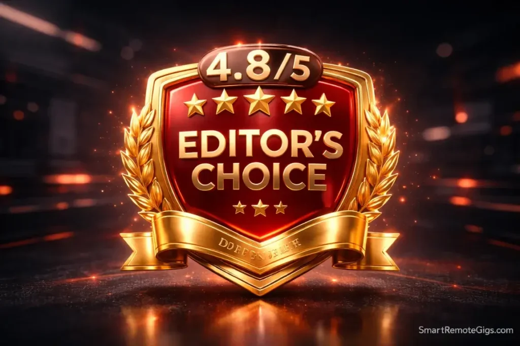 A gold and red badge displaying the 4.8/5 rating for Todoist.